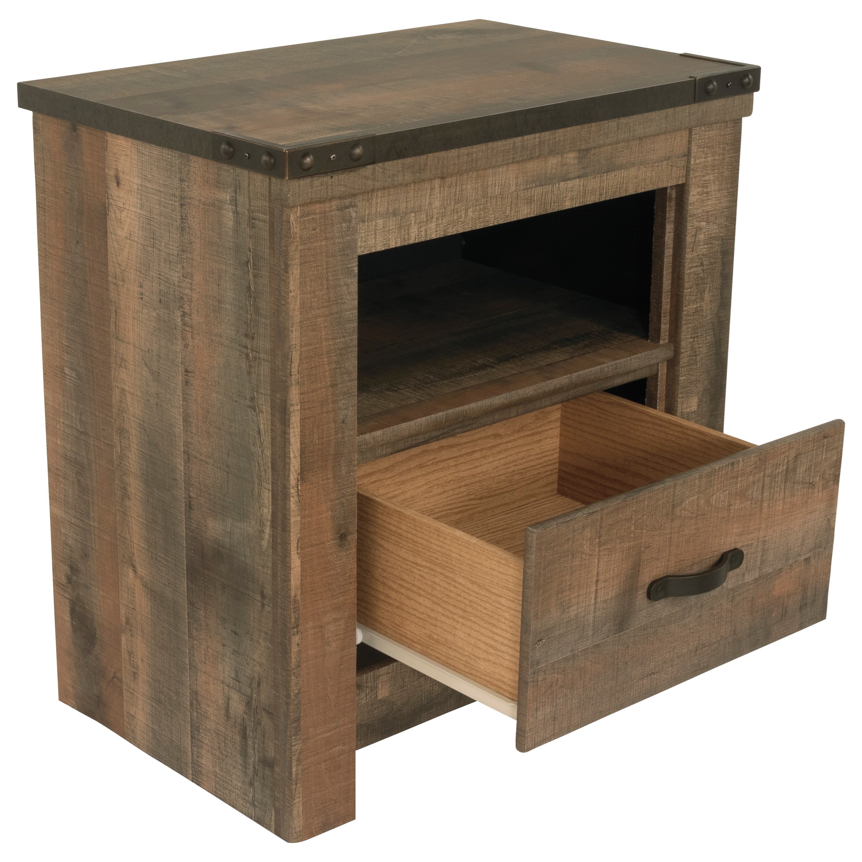Ashley Signature Design Trinell 1318530 Rustic 1Drawer Nightstand with